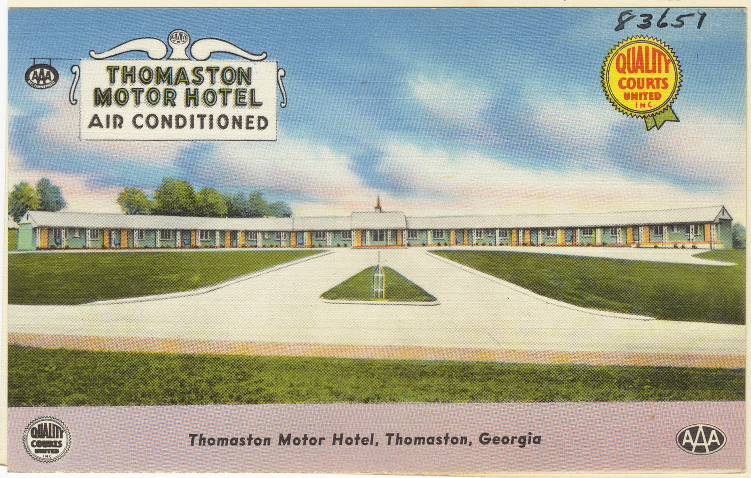 a postcard from the front cover of a motel