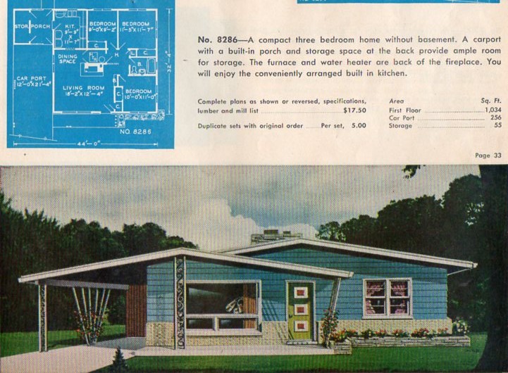 a blue house with two stories is featured in a sears catalog