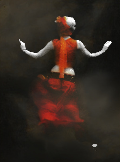 a digital painting of a woman wearing red