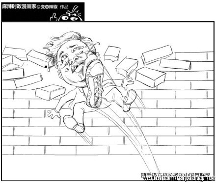 cartoon coloring pages with a cartoon boy jumping over a wall