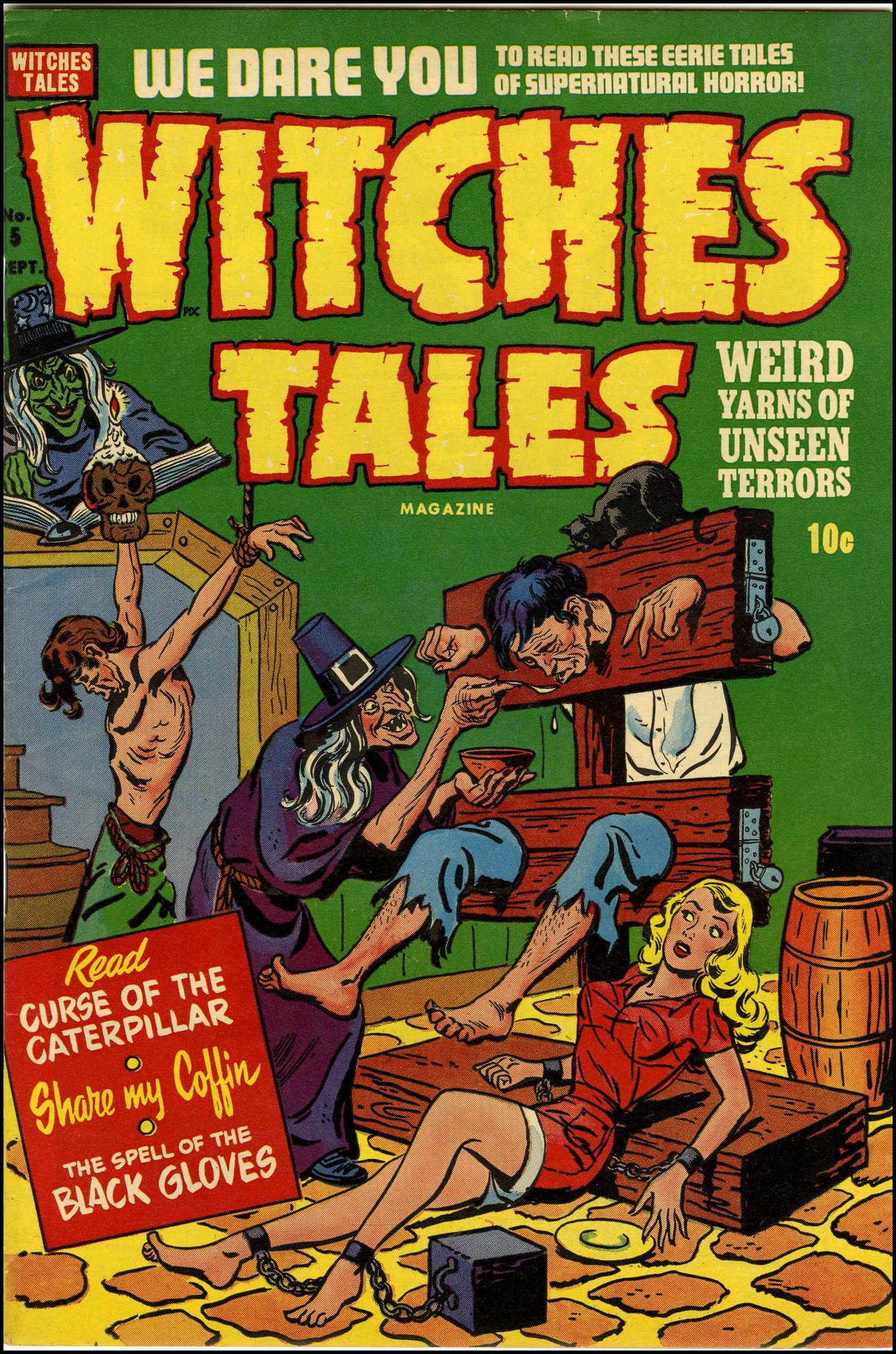 a comics book on a green cover that has a witch on it