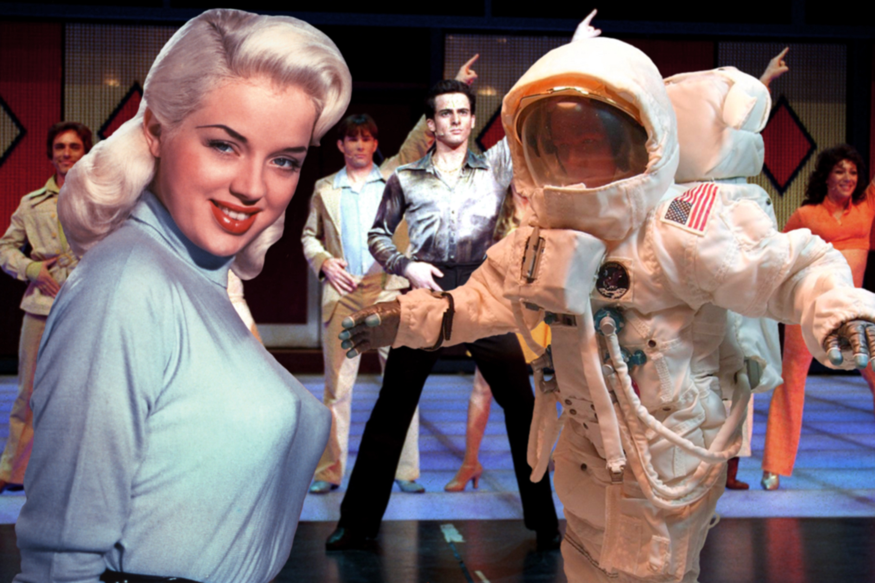 the actors are posing for pos with the costume of an astronaut