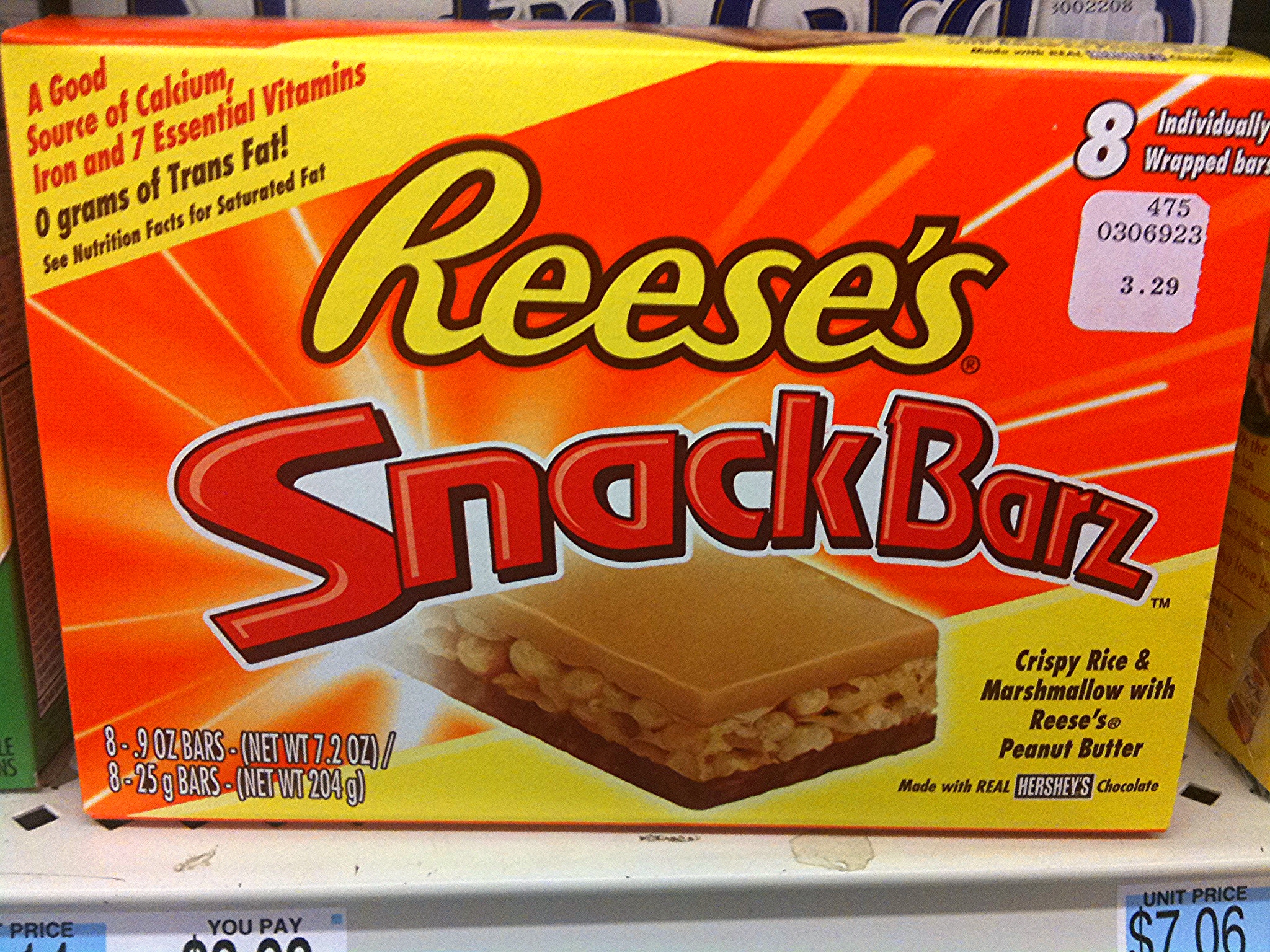 reese s snack bar is on display in a store