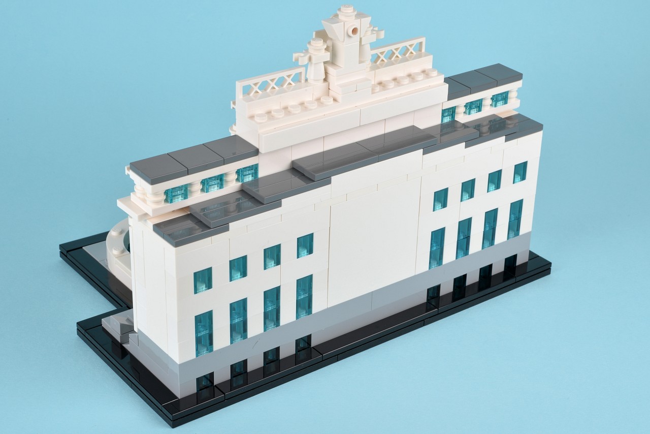 a toy model of a large white building