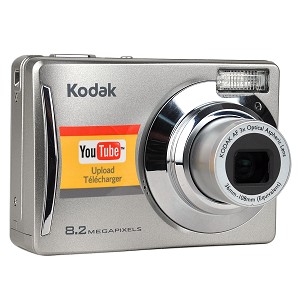 a camera that is on display with a kodak sticker