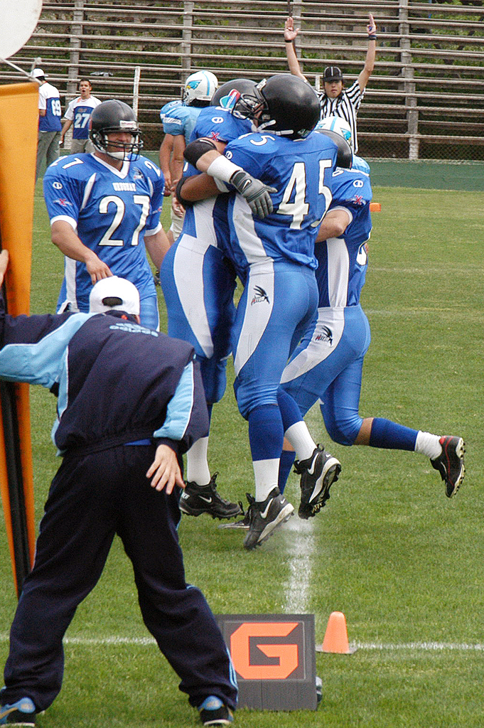 the blue team celetes in celetion after  the cardinals