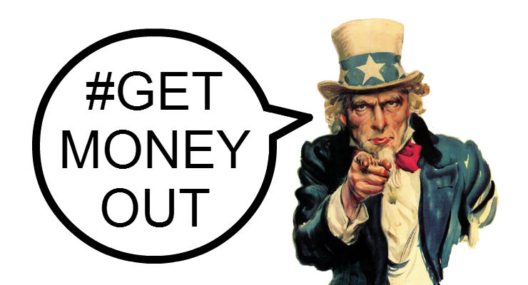 uncle washington pointing at the phrase get money out