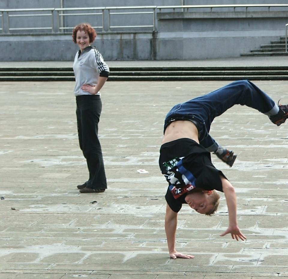 a person doing a trick on a skate board