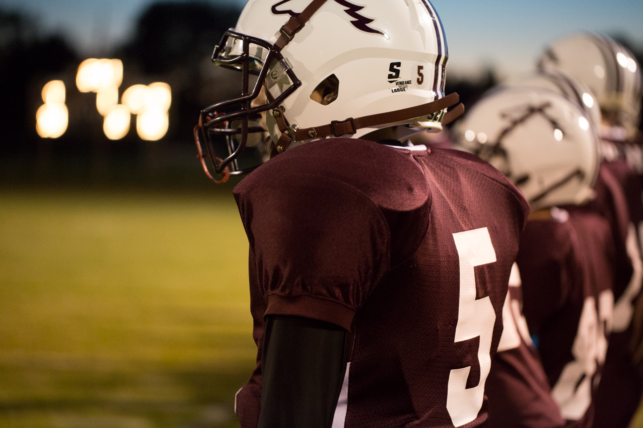 a football team is lined up on the field