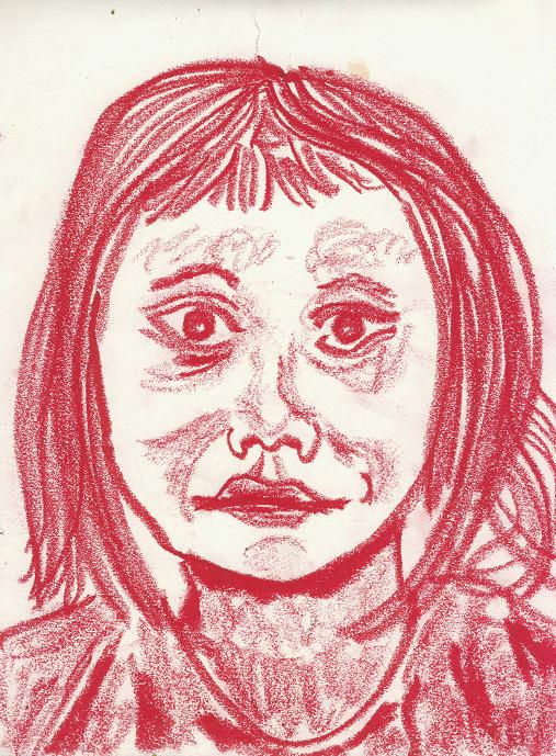 the drawing of a girl with a surprised look