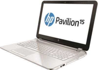 a hp pavilion 15 laptop with a logo on the screen