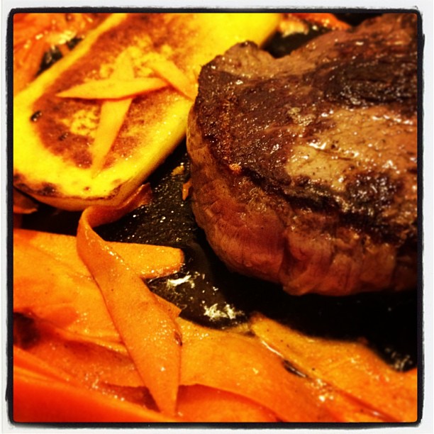 meat and vegetables on a plate ready to be eaten