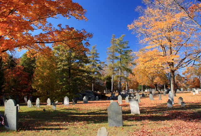 there are many graves near this cemetery in the fall