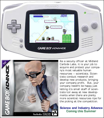 an advertit for the game boy advance with two guys