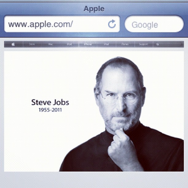 an old steve jobs website is open and shows a man with glasses