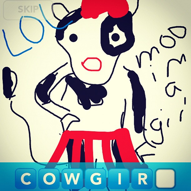 a drawing of a cow with headphones in his ears