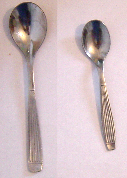 two pictures of a fork and spoon together