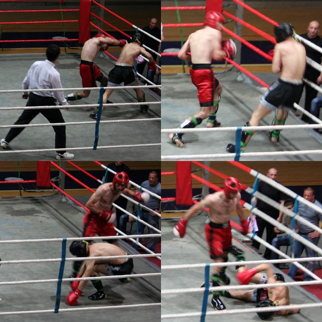 four pos of a man fighting in a ring