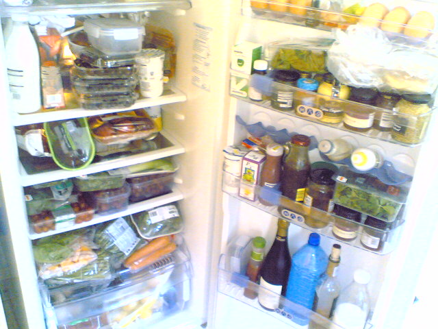 a fridge full of drinks and food