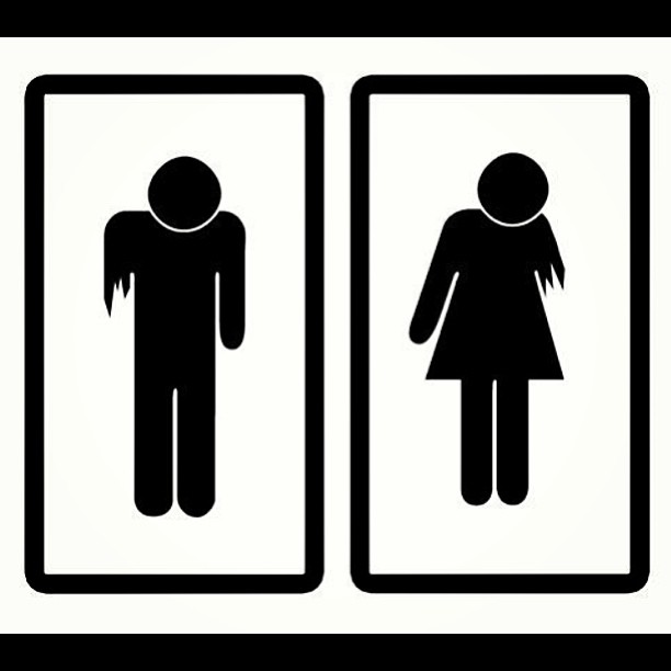 a couple of signs that have a person and other individual