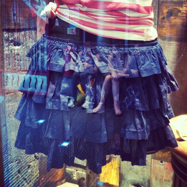 the skirt on display is covered with multiple layers