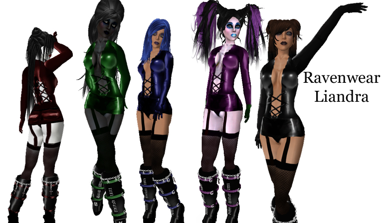 four female cyber garter standing in different poses