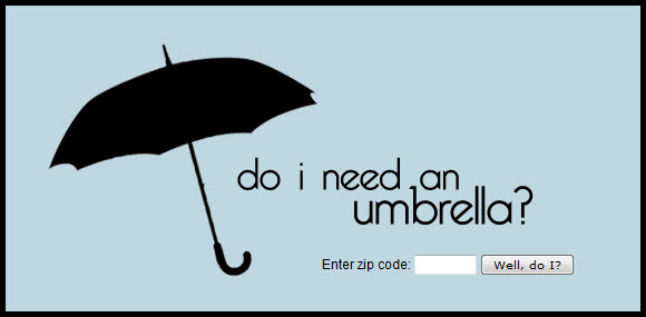 a website page showing an umbrella with a caption stating