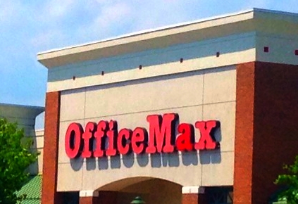 an office max building with its entrance open