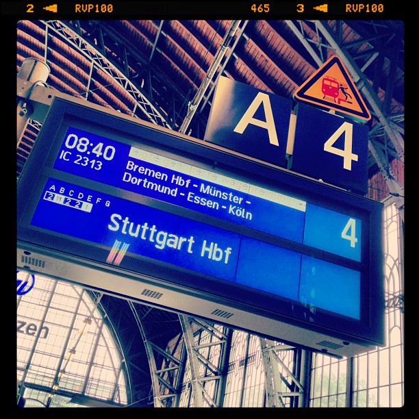 a sign for a train station in germany