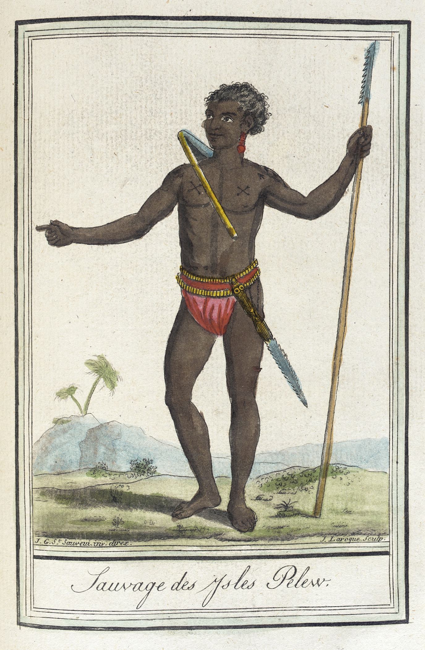 this is a drawing of a black man holding two batons