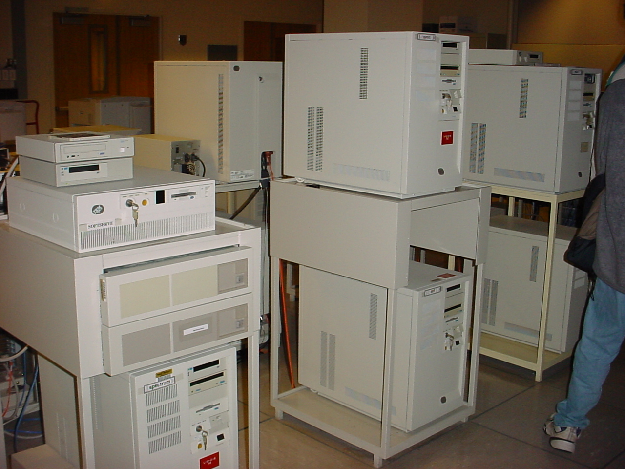 a room filled with different sized white appliances