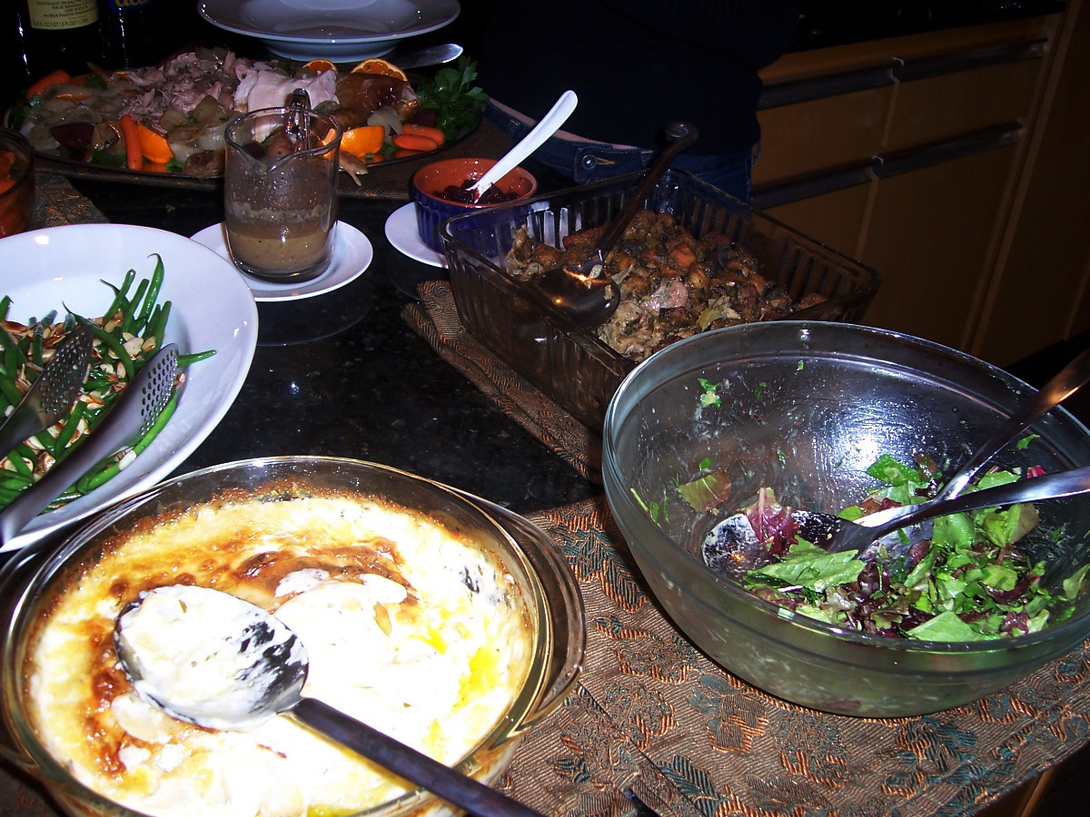 three plates filled with food on top of a table