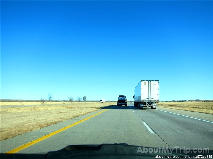 an image of a big truck going down the highway