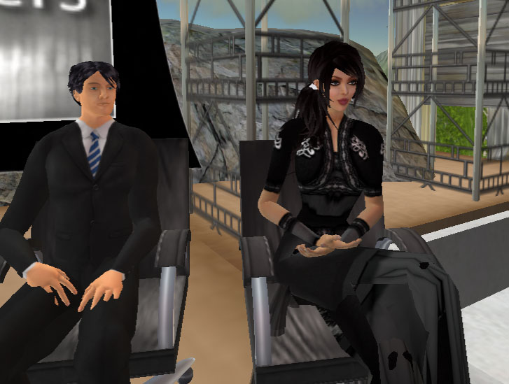two animated figures of two people in business attire, one in a suit and the other in a suit