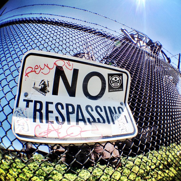 there is a no trespassing sign on the net