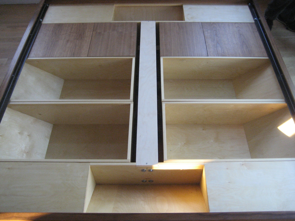 this is wooden storage compartments in an office