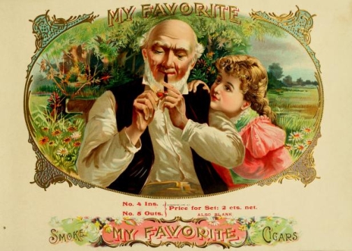 an old fashioned advertit featuring a man feeding a 
