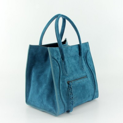 this is an image of a blue purse