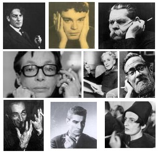 black and white pictures of different people with glasses