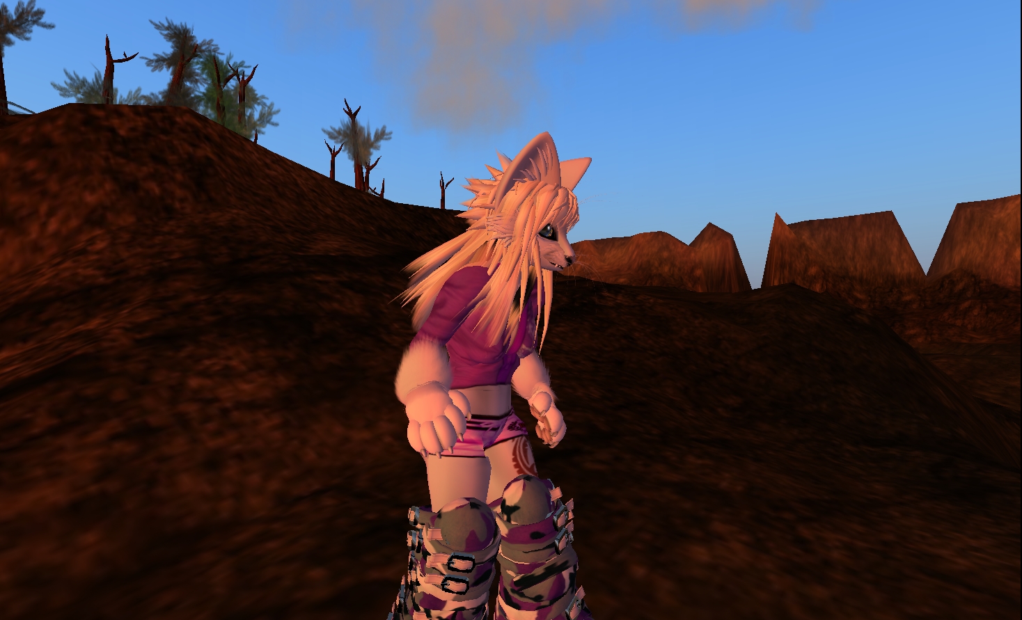 a animation character wearing roller skates stands on top of a hill