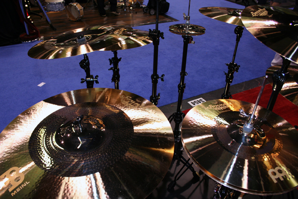 a floor and several electronic drums on display