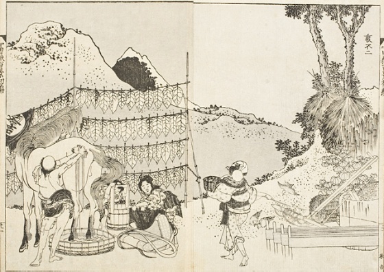 a black and white illustration is shown above three pages