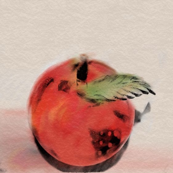 an image of an apple with some paint on it