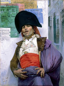 painting of a man dressed in colonial clothes, wearing a large hat