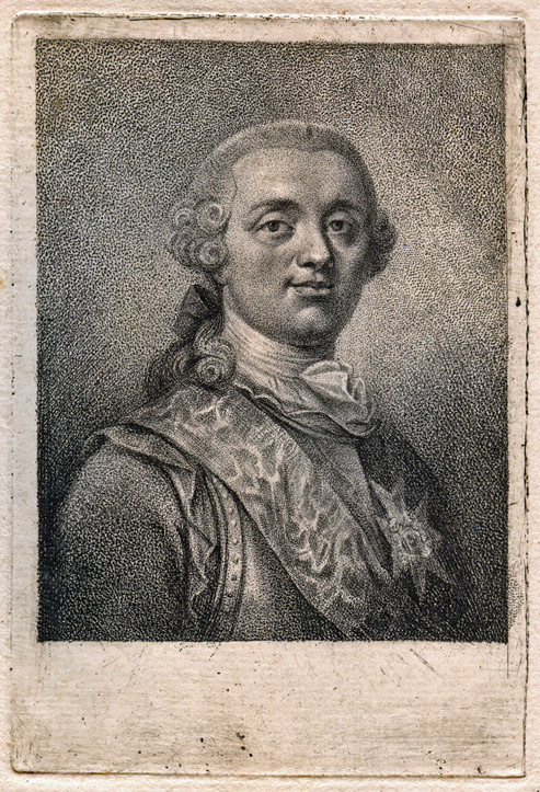an engraving depicting an old man with black hair