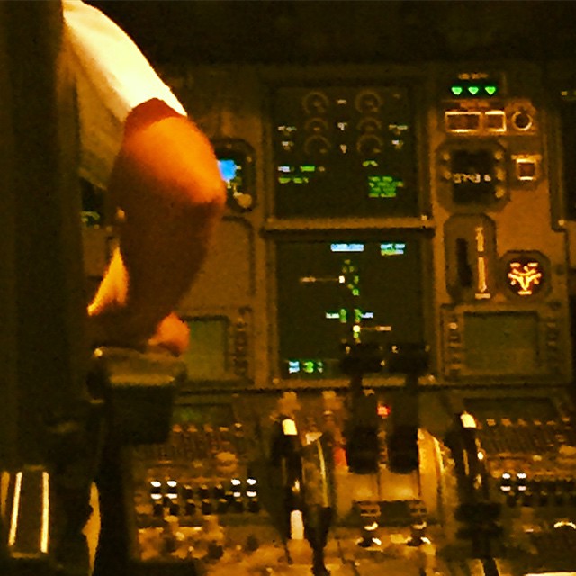 the cockpit and controls of a military plane