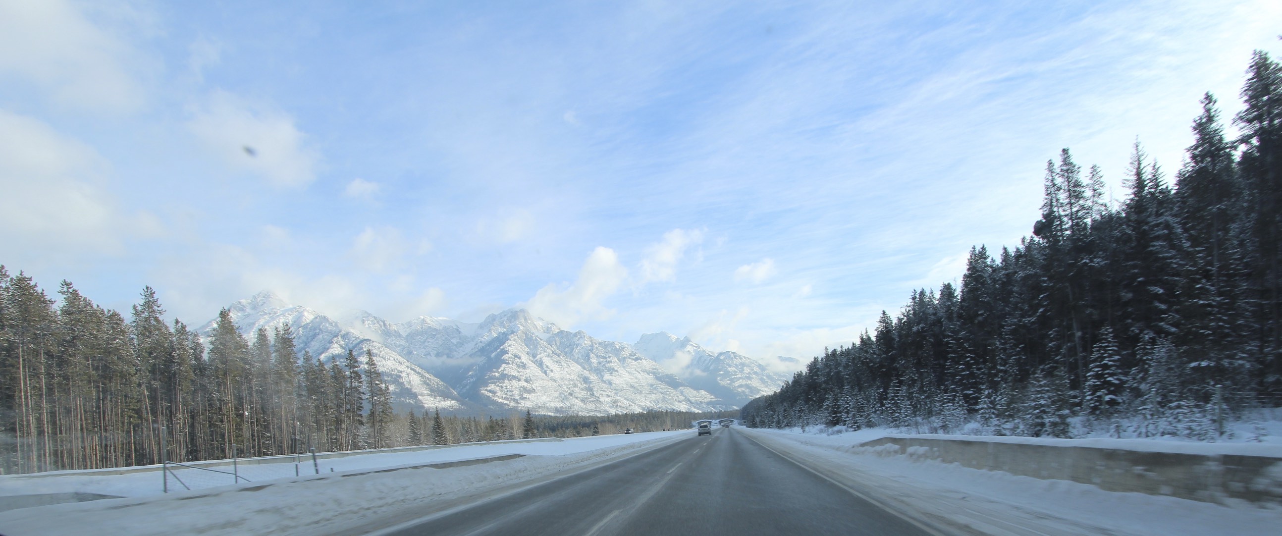 a po of snow covered mountains and trees in the distance