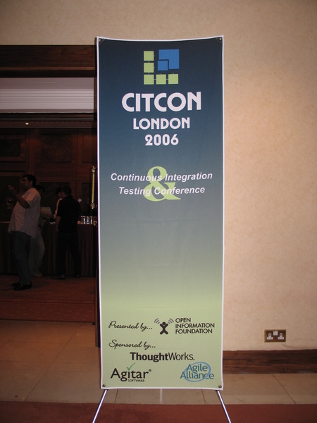 a large advertit banner on the floor of a room