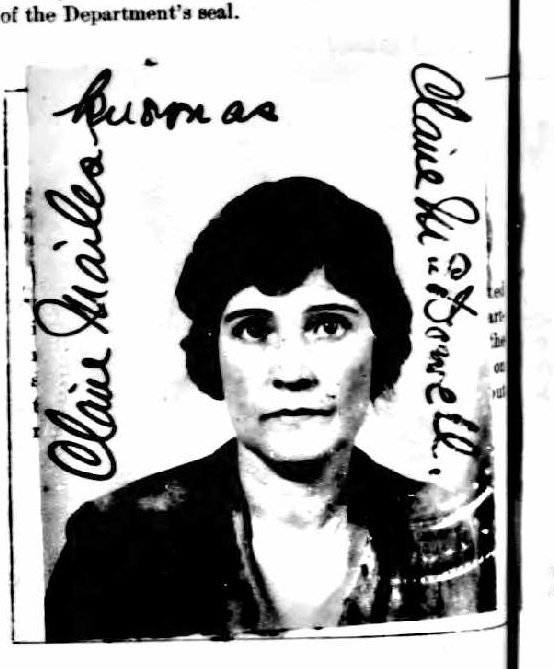 an identification sheet with a portrait of a woman