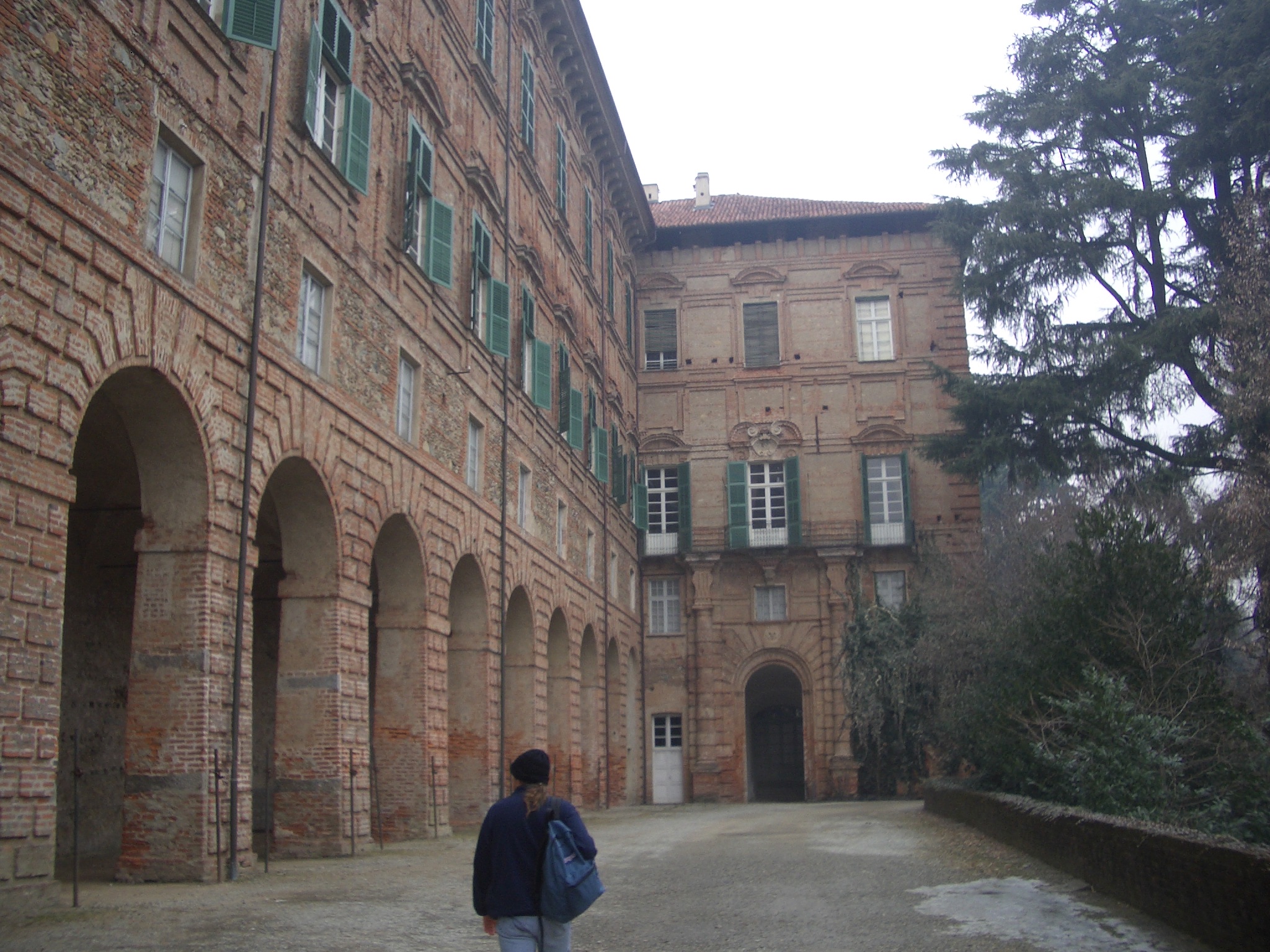 an ancient building with arches and green leaves